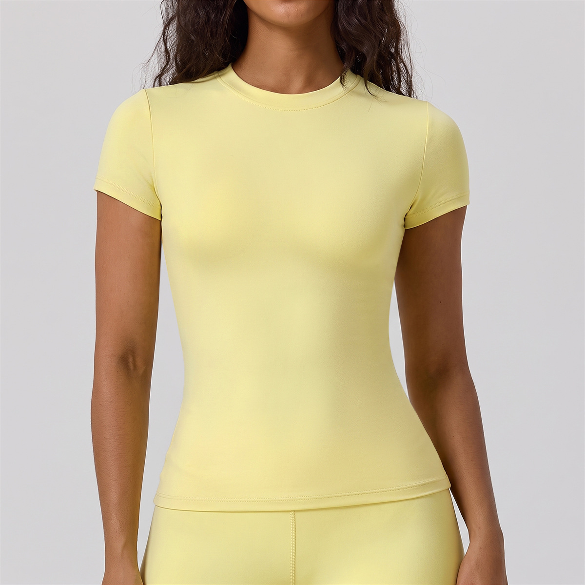 Cross-border quick-drying round neck yoga short-sleeved outdoor running sports fitness short-sleeved slim-fit versatile yoga t-shirt