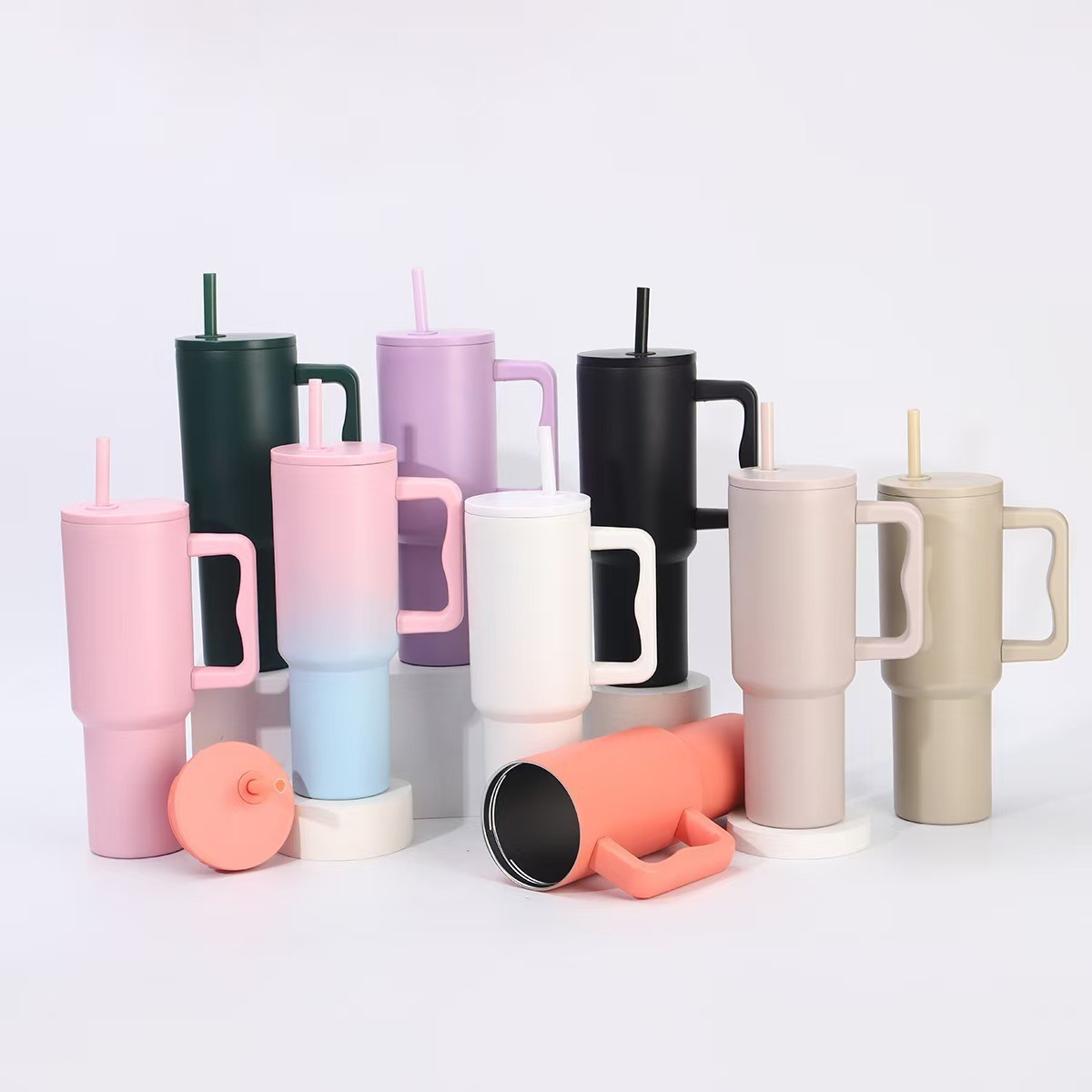Amazon 3rd Generation Thin Lid 40oz Car Mug Double-Layer Vacuum Insulated Mug Large Capacity Gradient Handle Ice King Mug