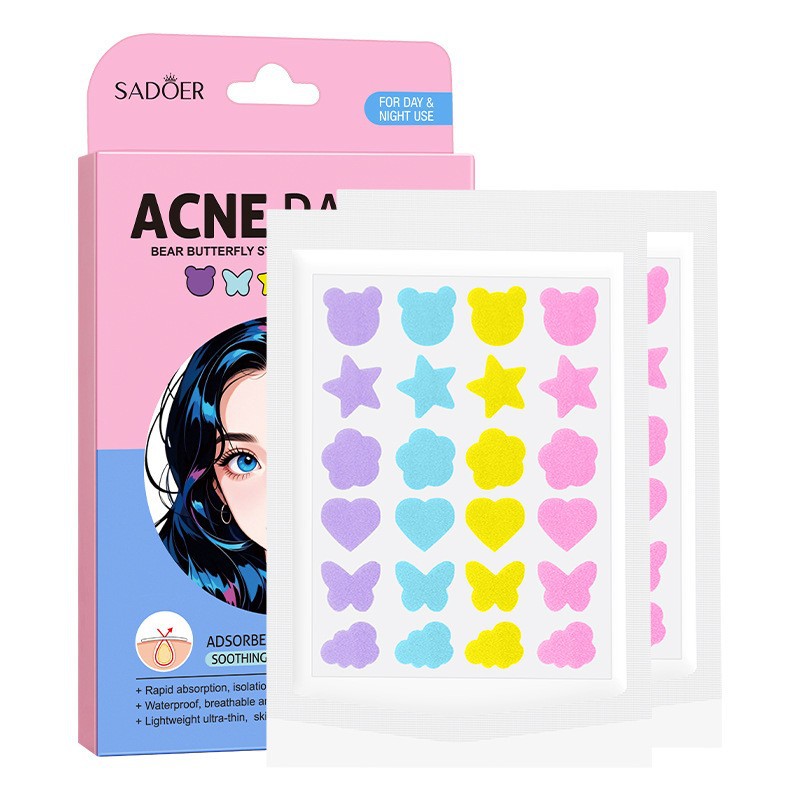 SADOER Cross-border Acne Patches with Tranexamic Acid, Invisible Acne Treatment, Star-Shaped Hydrocolloid, Rabbit, Cartoon Cat, and All-English Content