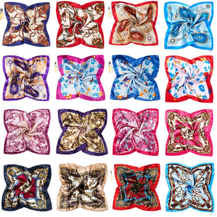 Premium selection of cross-border e-commerce satin square scarves, 50*50cm, satin, small gift scarves, silk scarves, and shawls, on sale at discounted prices.