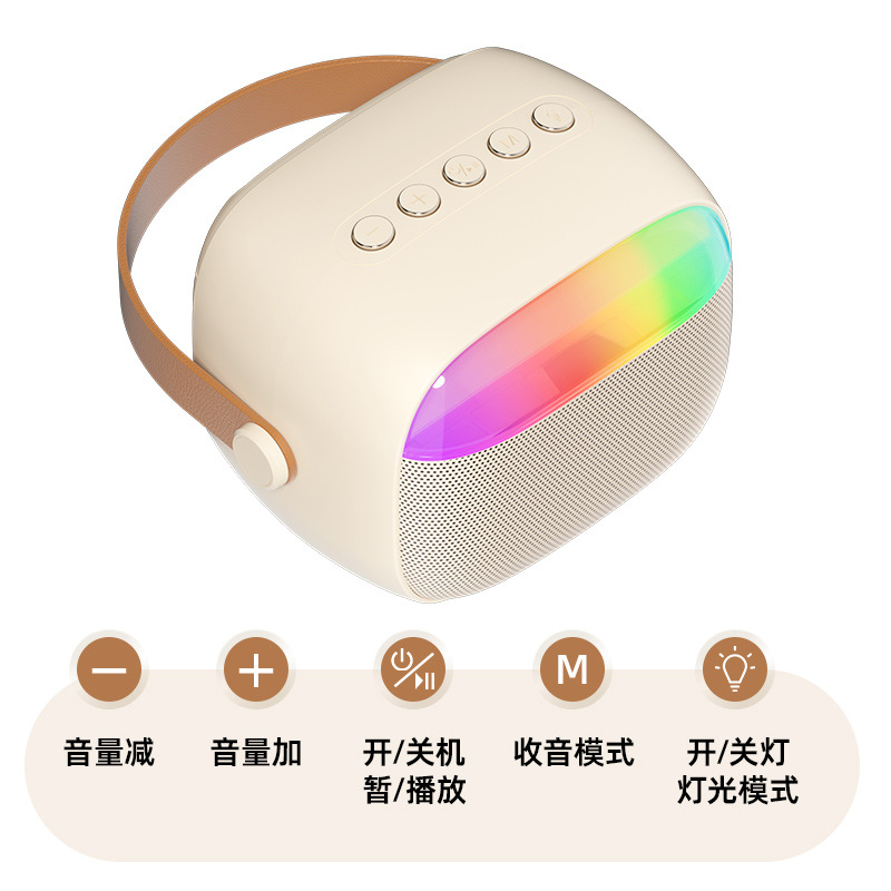 K12 Bluetooth Karaoke All-in-One Speaker with Wireless Microphone Portable Light Microphone Outdoor Children's Home Audio Set