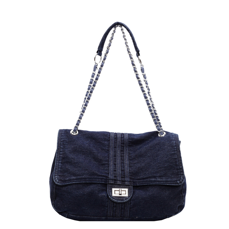 Women's Washed Denim Bag, 2025 New Trendy Fashion Chain Tote Bag, Versatile Large Capacity Crossbody Bag