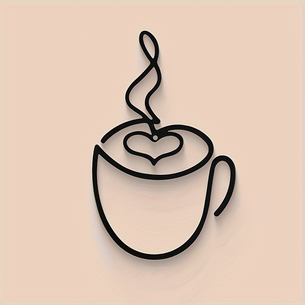 Nordic style coffee cup metal light luxury wall decoration art silhouette decorative painting creative home wrought iron wall hanging