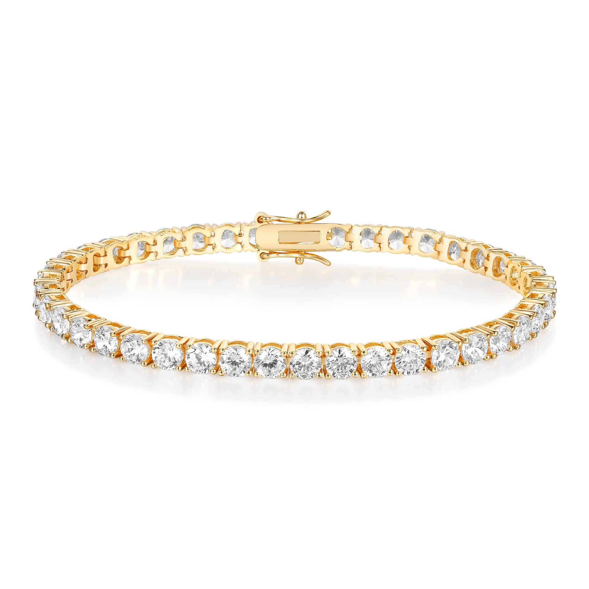 Cross-border direct sales copper inlaid 3mm zircon light luxury high-end full diamond tennis bracelet, fashionable design jewelry for men and women