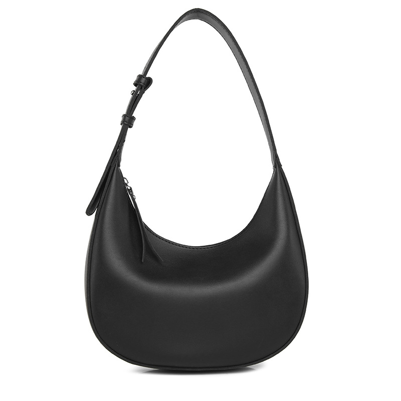 Underarm half-moon bag, 2024 all-season minimalist shoulder bag, high-end baguette bag, niche design, crescent-shaped crossbody bag.