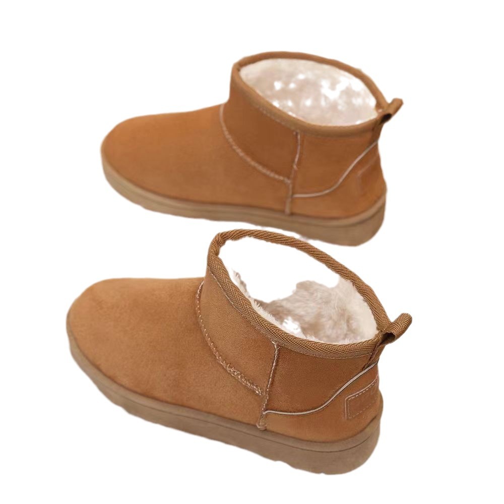 2024 Autumn and winter versatile fleece snow boots, new cotton shoes, ankle boots, warm, height-increasing, anti-slip and waterproof women's shoes wholesale