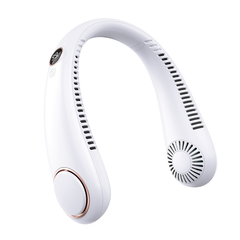 Popular portable bladeless turbine USB rechargeable neck fan for lazy people, long battery life, mini outdoor silent fan