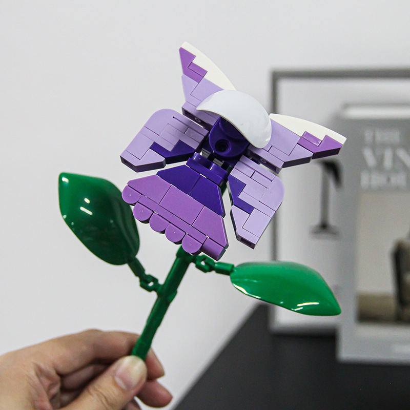 Cross-border children's educational small particle interlocking building blocks, flower simulation clover, star celery flower, compatible with a certain high-rise building block model.