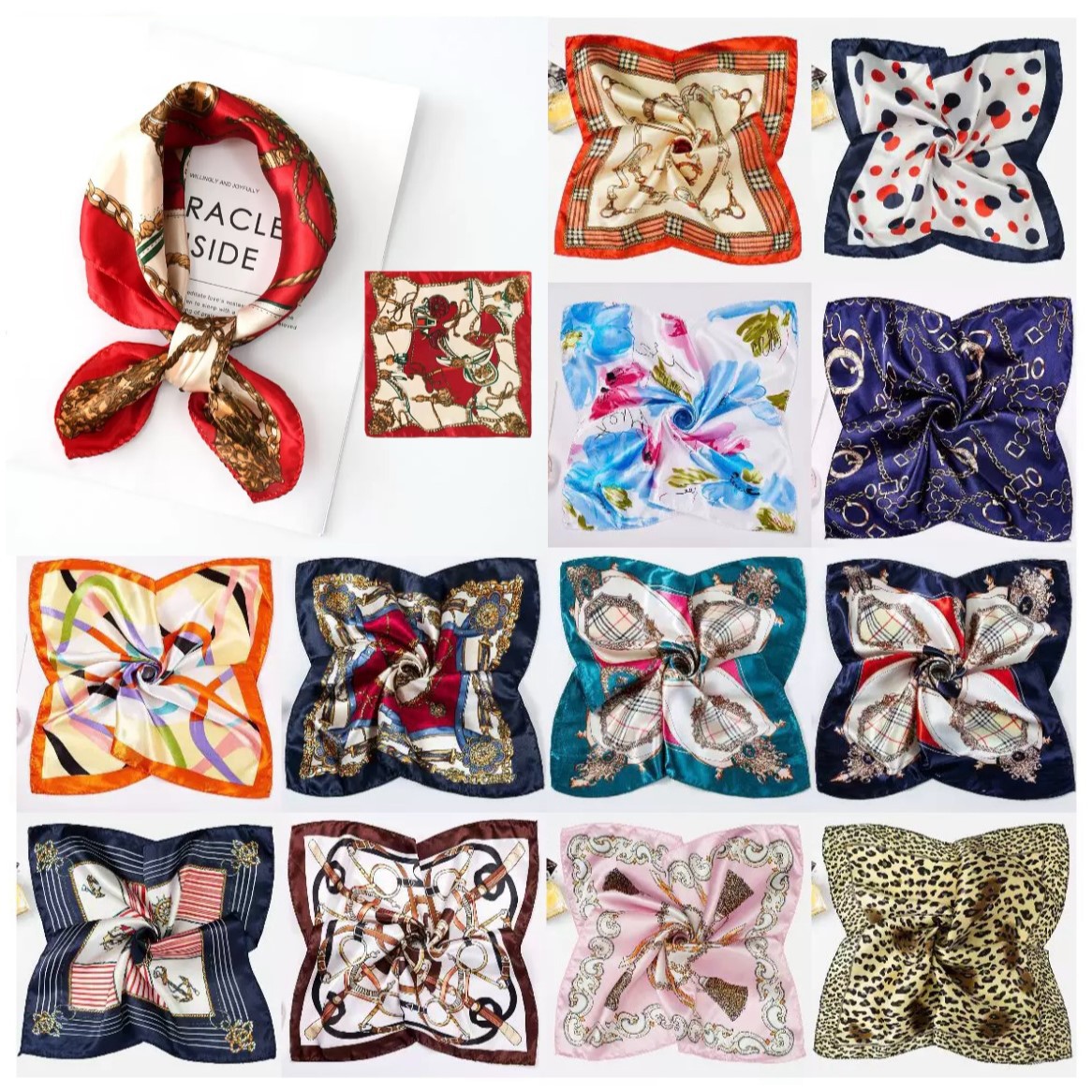 Cross-border 50cm square cashew paisley scarf, versatile professional best-selling scarf, patchwork print, women's decorative neckerchief, fashionable silk scarf