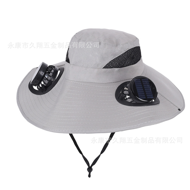 Steel wire solar-powered fan hat, wide-brimmed sun hat for men, summer outdoor fishing, sun protection and mountain climbing sun hat