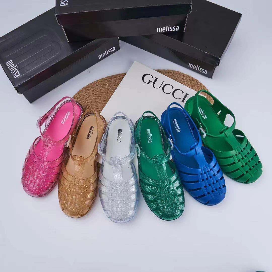 2023 Melissa Roman Round Toe Openwork Woven Sandals Women's Shoes Beach Shoes