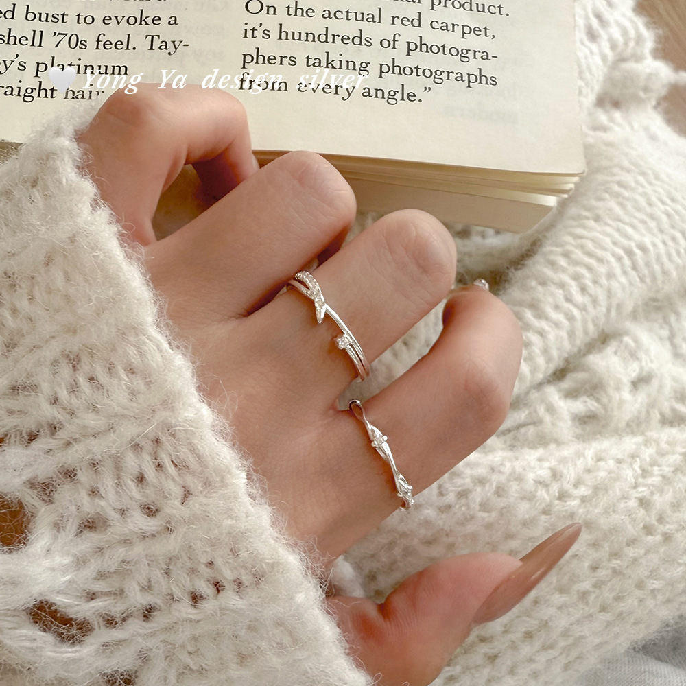 Sterling silver S925, pure silver S999, four-pointed star zircon ring, flower ring, fresh, elegant, and gentle jewelry dropshipping.