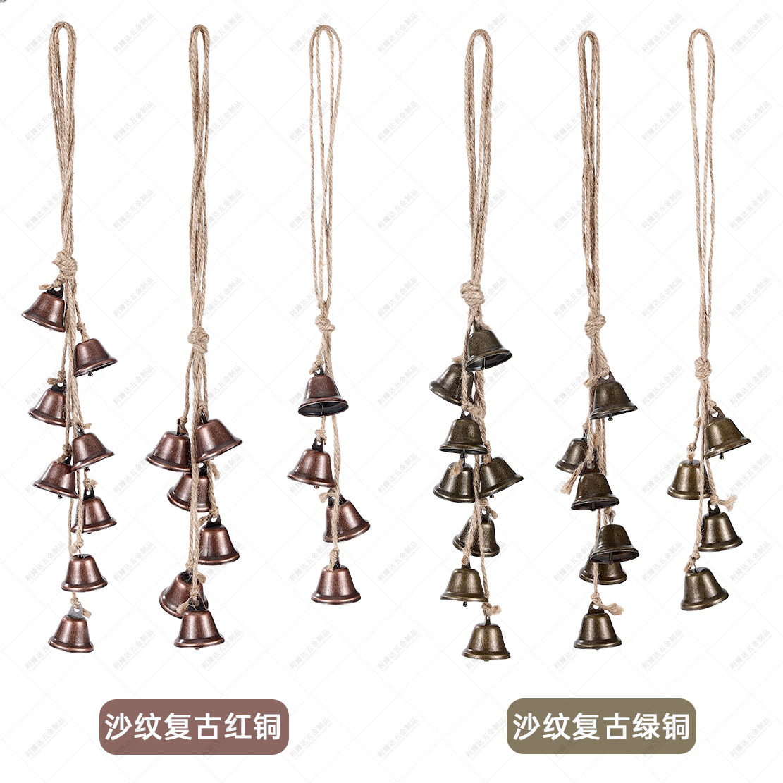 Cross-border best-selling hemp rope retro Christmas bell string wind chime door handle wall hanging commemorative wind blessing bell door amulet