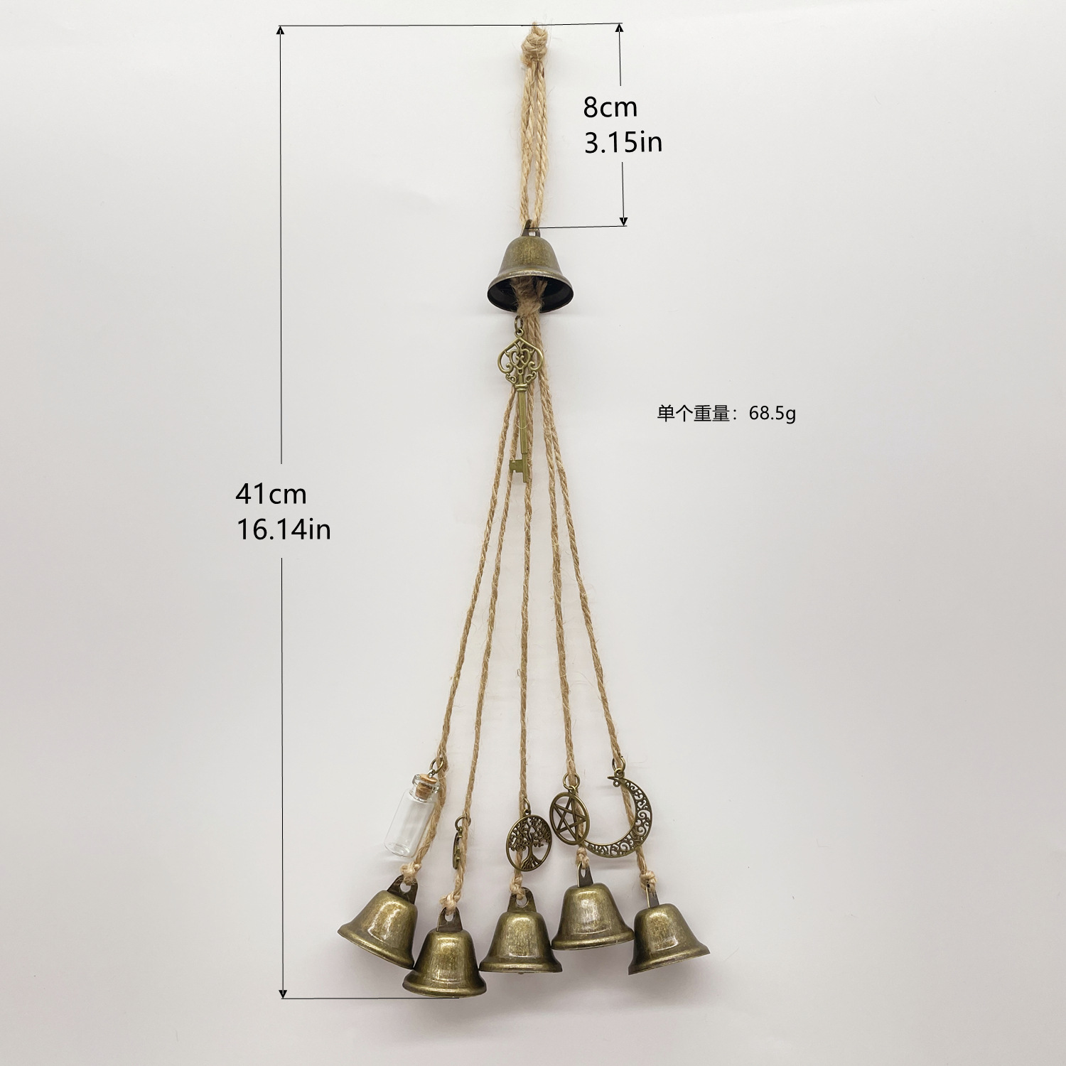 Witch bell doorknob protective pendant good luck rattan wind chime outdoor wind chime gate Christmas bell ornament string
