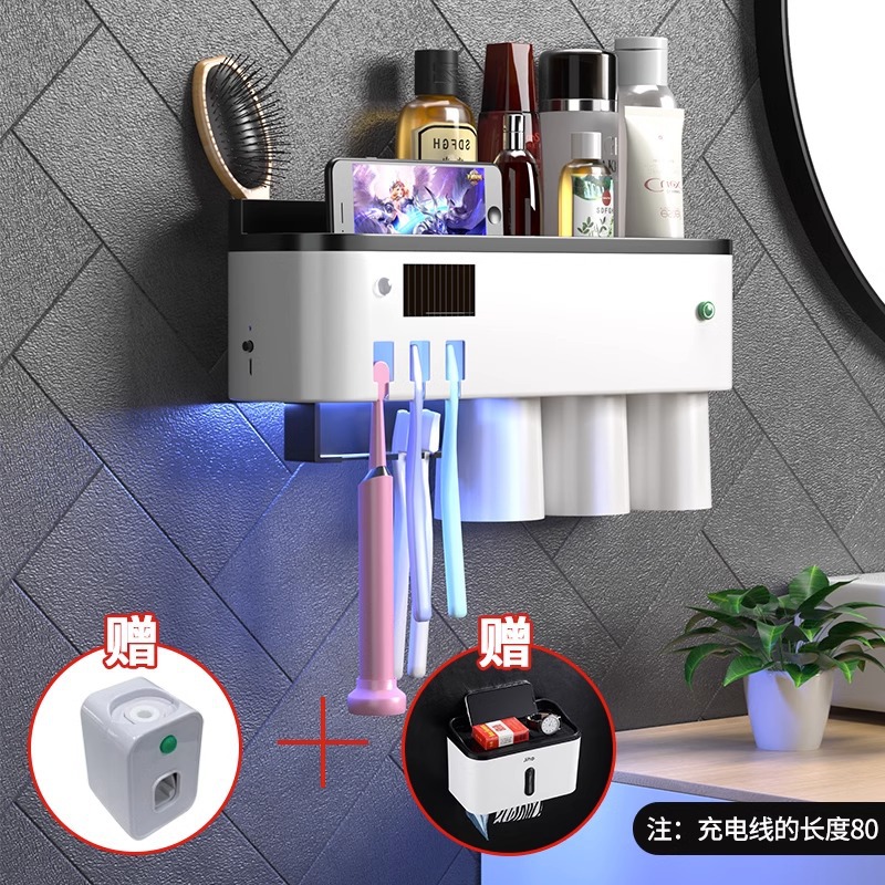 JBJ Bathroom Toothbrush Holder, Toothbrush Cup Storage Box Set, Wall-Mounted Suction Cup Toothpaste Holder