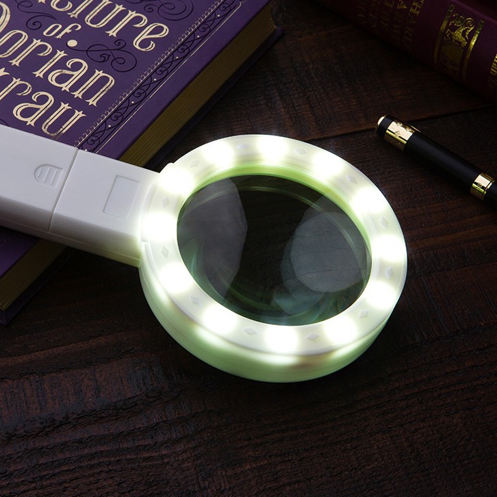 Hot-selling high-magnification, high-definition magnifying glass with 12 LED lights, optical glass, 2288-85, includes free gift for seniors and children, ultra-high definition.