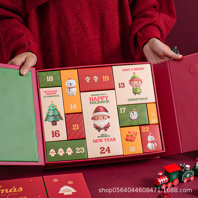 New Christmas calendar packaging gift box, 12-day countdown surprise blind box Arrival Day color box customization