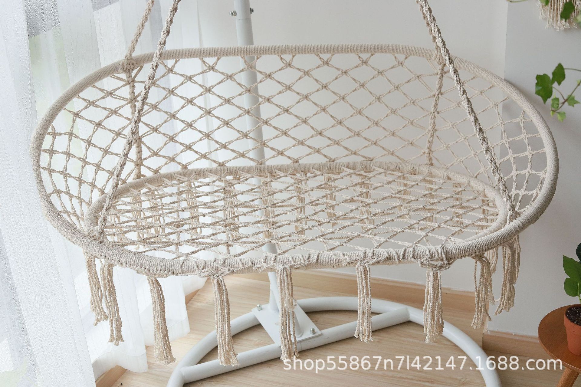 Instagram-famous double chair, indoor/outdoor balcony swing, rocking basket, woven tassel hanging basket, hammock, hanging chair.