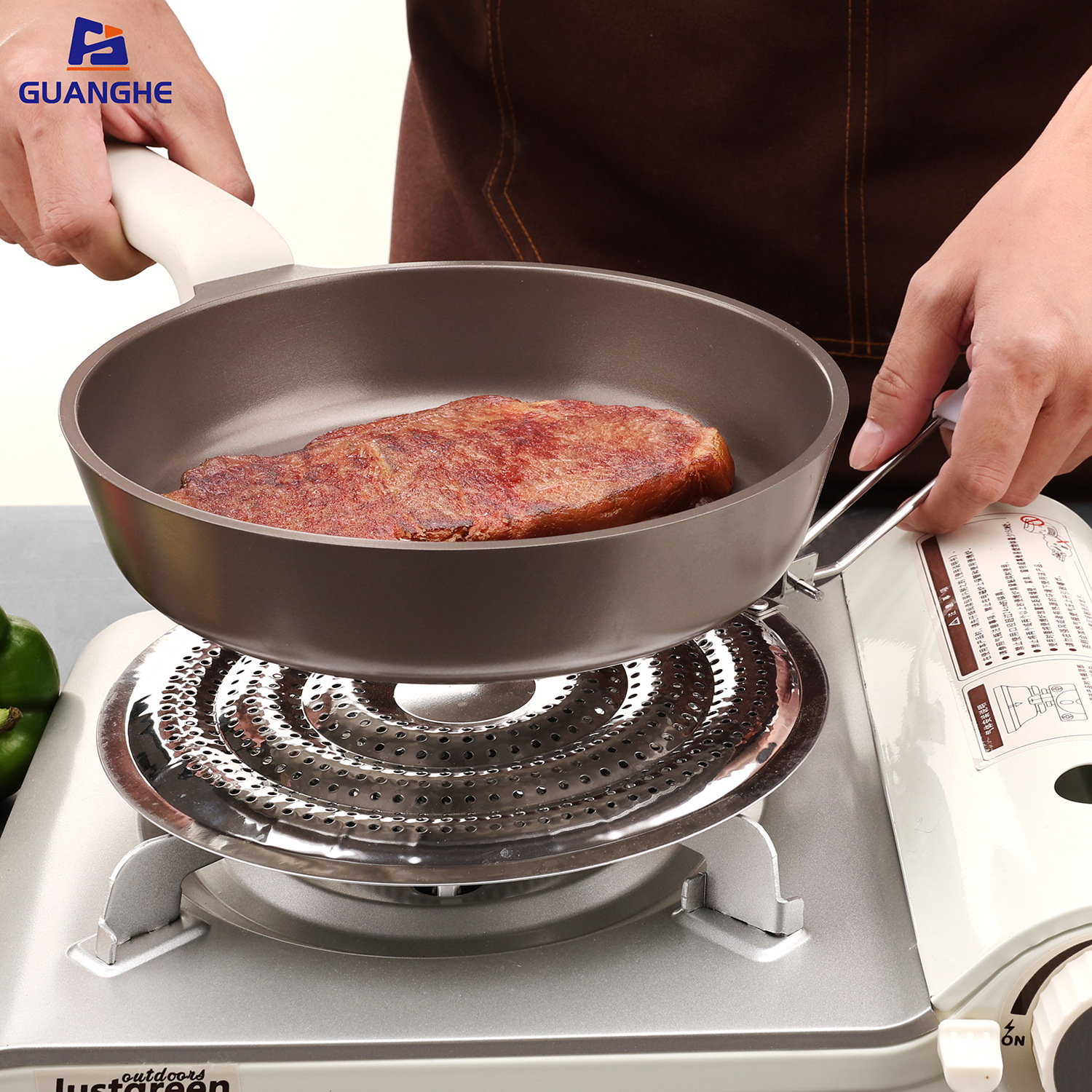 Foldable pot mat, anti-burning pot bottom heat-conducting pot mat, anti-scalding handle, universal for gas stoves, induction cookers, and ceramic cooktops.