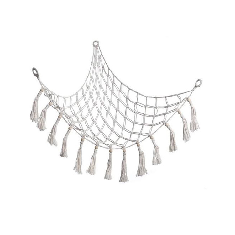 Toy triangular mesh bag, handmade woven cotton rope, corner storage, bedroom corner storage net, toy doll, hammock.