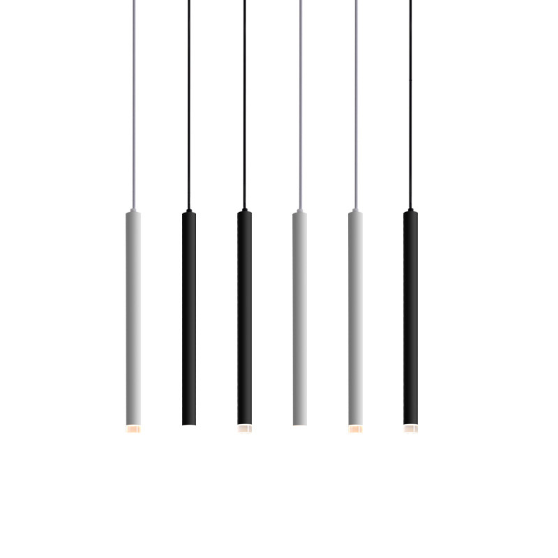 led cylindrical long tube small pendant lamp, minimalist bedroom bedside pendant lamp, modern and simple living room background wall hanging line spotlight