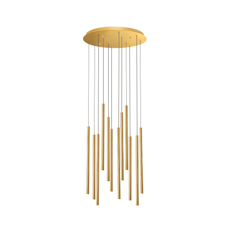The staircase long chandelier, a new style of modern and simple villa light luxury living room loft, is a popular rotating duplex floor lamp