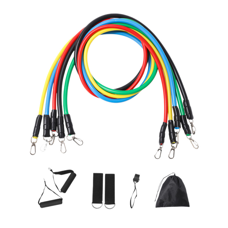 11-piece resistance band set, multi-functional muscle training fitness equipment, men's resistance band, home use elastic rope belt