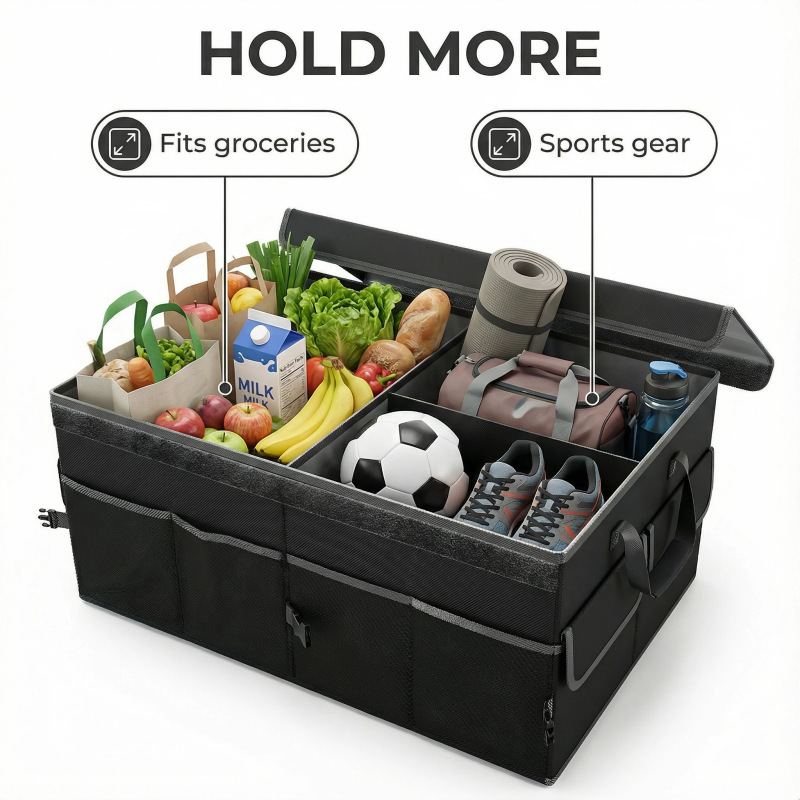 Cross-border car trunk storage box, large capacity car storage box, rear folding storage box.