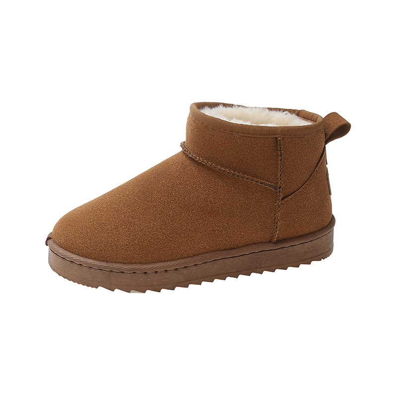 Large size 36-44 export snow boots for women, winter 2025 vintage round-toe cross-border fleece cotton shoes, flat cotton shoes
