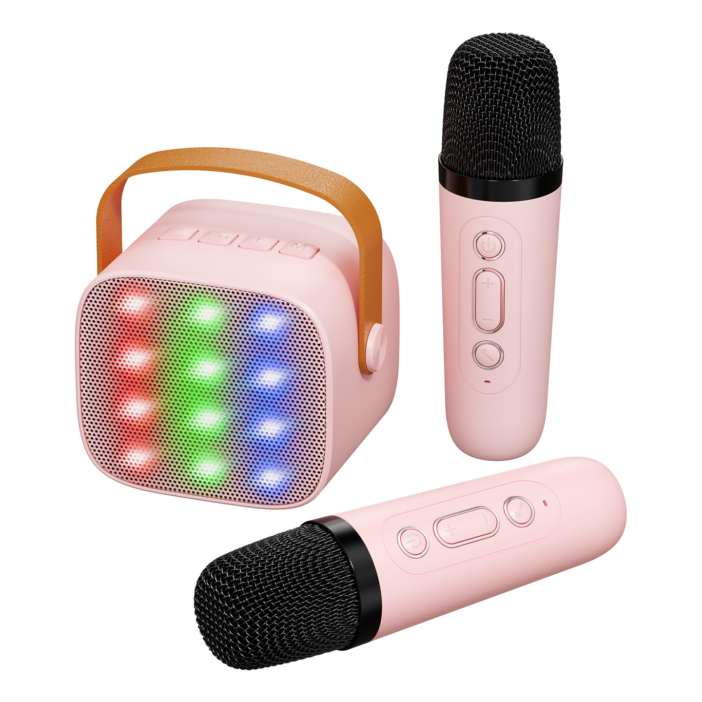Bluetooth speaker with karaoke microphone, outdoor wireless singing, home and children's colorful mini speaker with light