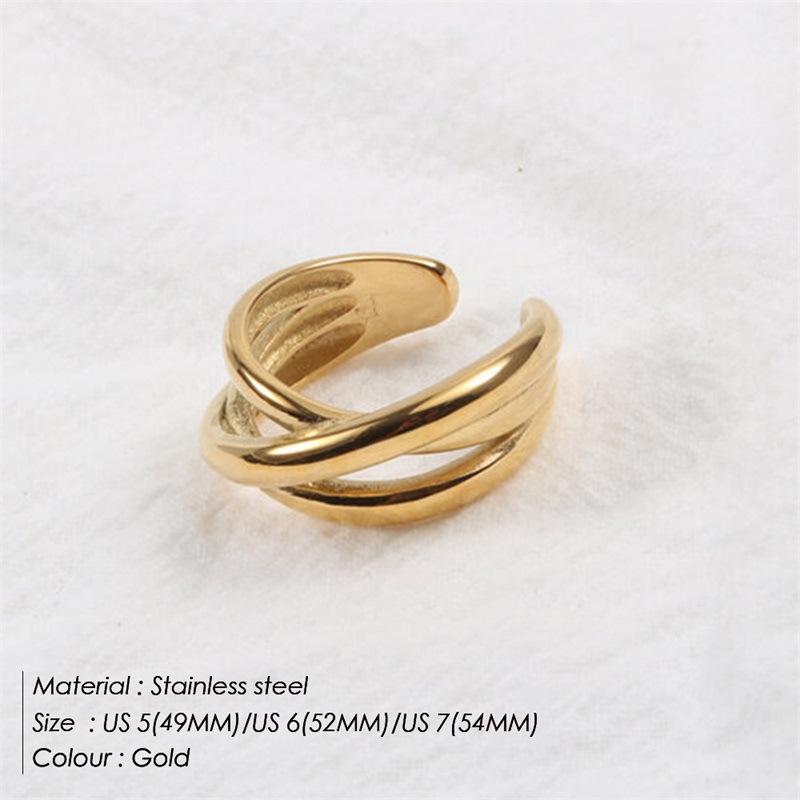 2023 Online Popular Multi-Layer Braided Ring for Women, Autumn Fashion, Ins Style, Colorfast Stainless Steel Ring for Women