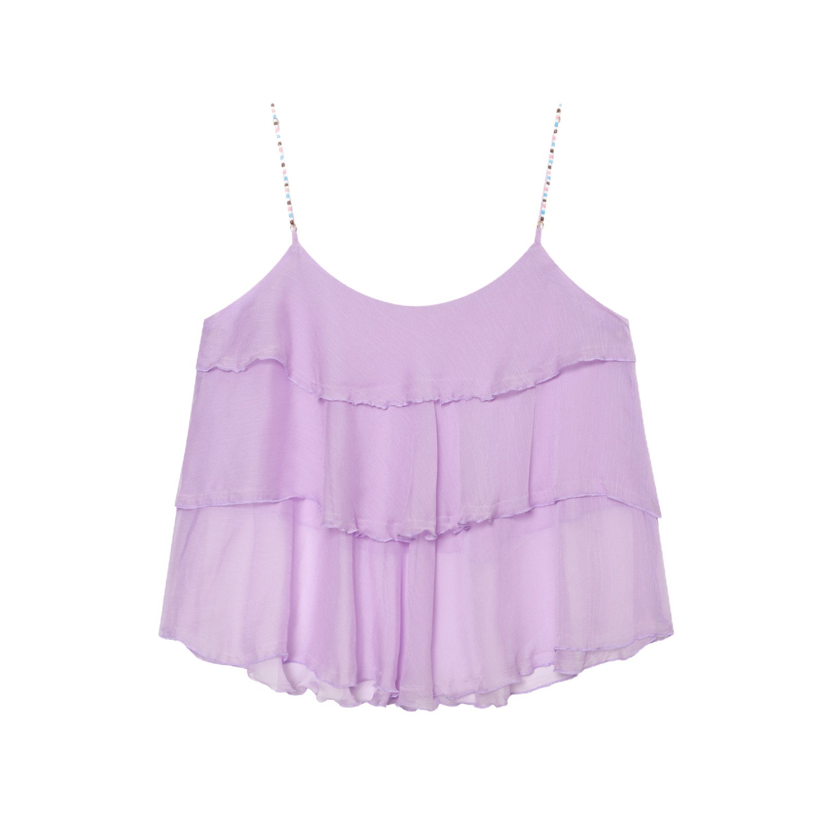 ZA European and American style 2026 summer hot-selling AliExpress exclusive women's clothing solid color pleated layered pure and sexy style camisole top