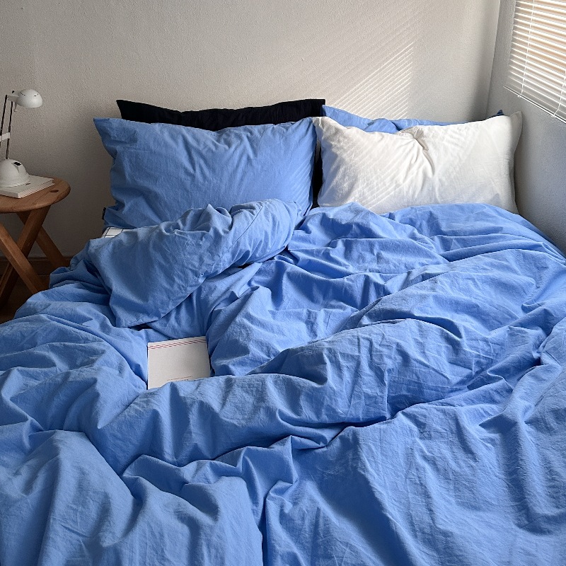 Single cotton duvet cover, in an ins style, plaid, solid color, simple, all-cotton, single piece, dormitory 1.5m double duvet sheet, wholesale.