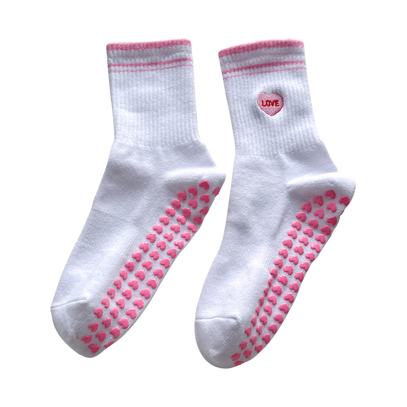 Women's yoga socks, autumn and winter mid-calf non-slip sweat-absorbing floor socks, cross-border fitness sports, Valentine's Day Pilates socks