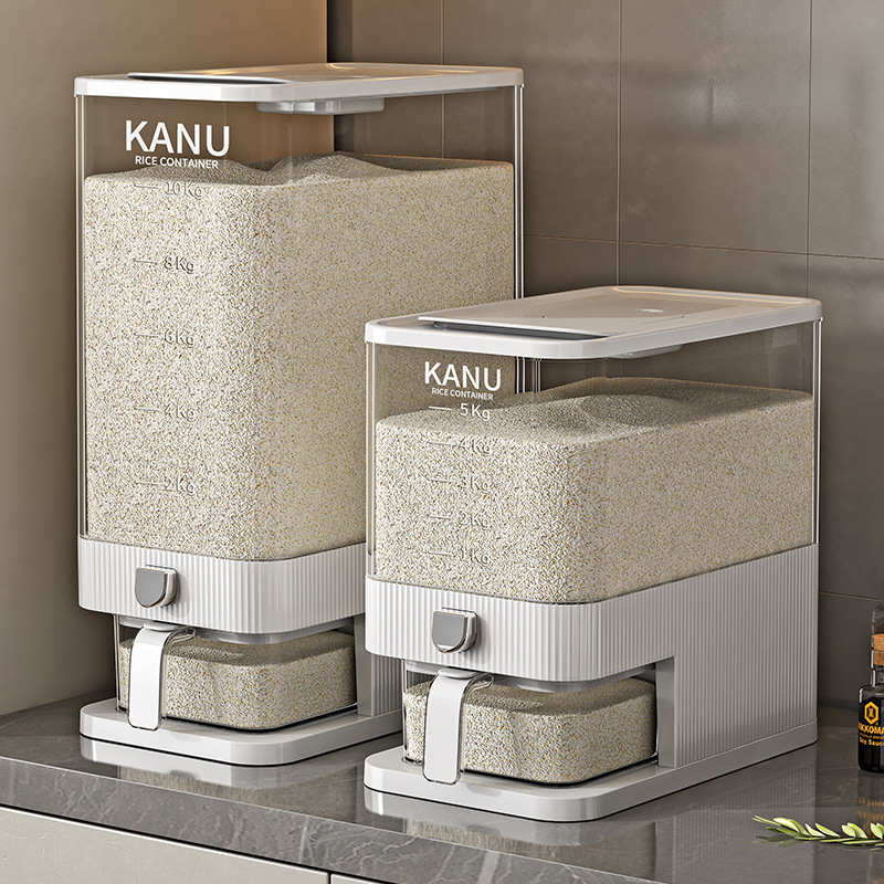 High-end pressed rice bucket, insect-proof and moisture-proof, sealed household food-grade rice box, flour storage container, and mixed grain rice VAT