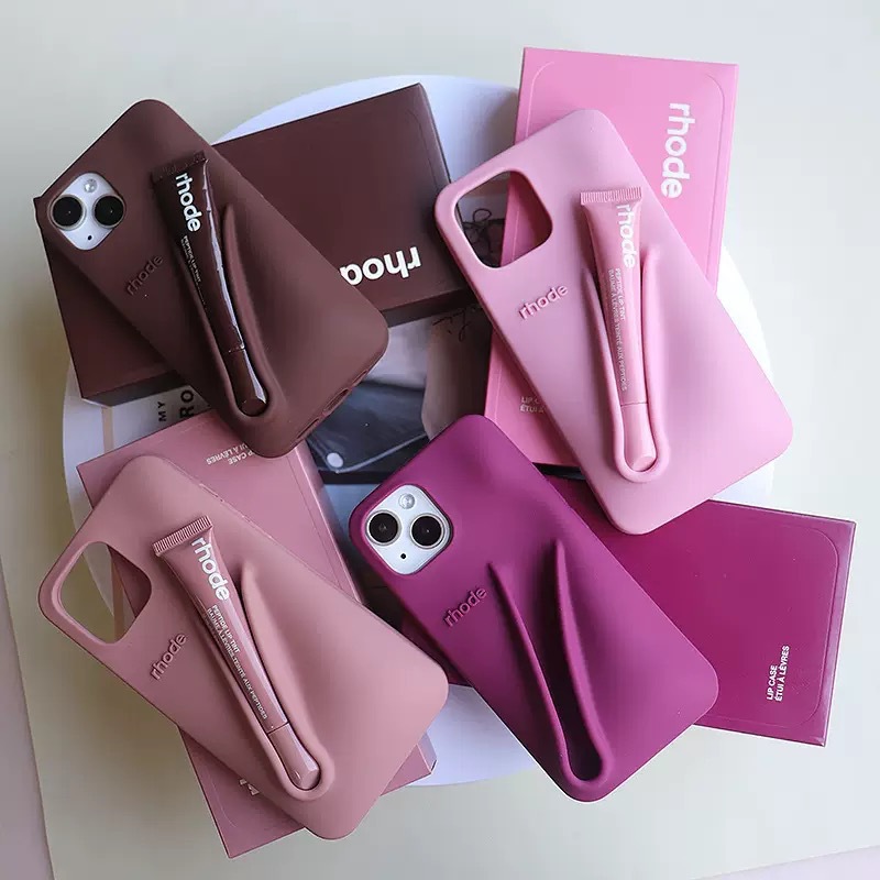 New version of Hailey Rhode lipstick/lip gloss compatible with iPhone 18/17/16/18 Pro silicone lip gloss phone case