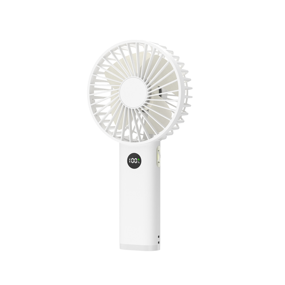 New handheld mini fan, USB outdoor student night light, high wind power, roller, stepless digital display.