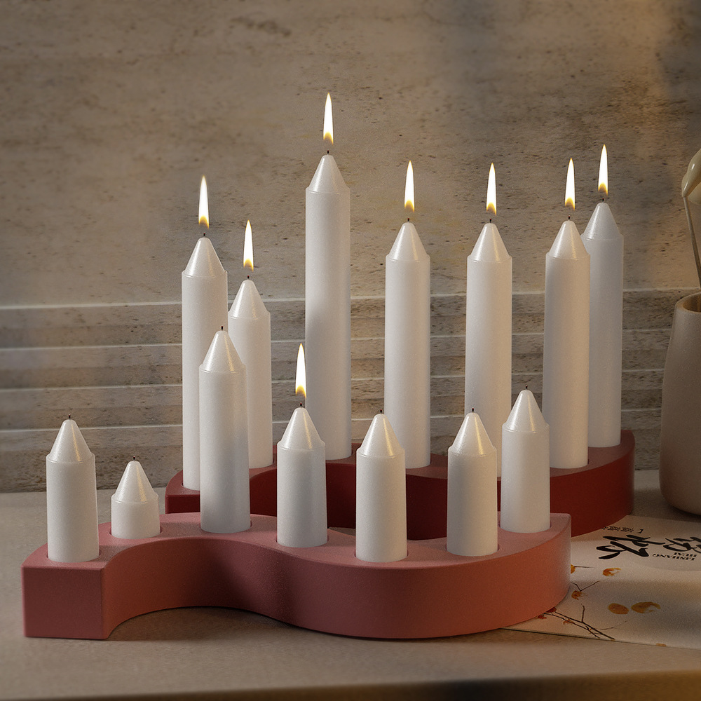 DIY crystal resin gypsum decorative piece of poppy, S-shaped 7-hole long column candle stand, candle base, silicone mold