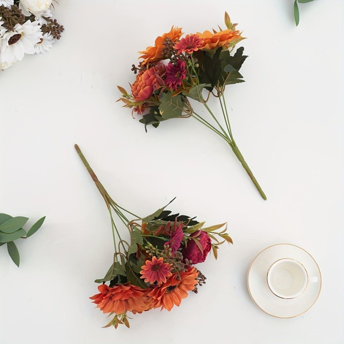 Cross-border new autumn color sunflower artificial flower, wedding, hotel decoration, home, dining table display sunflower artificial flower