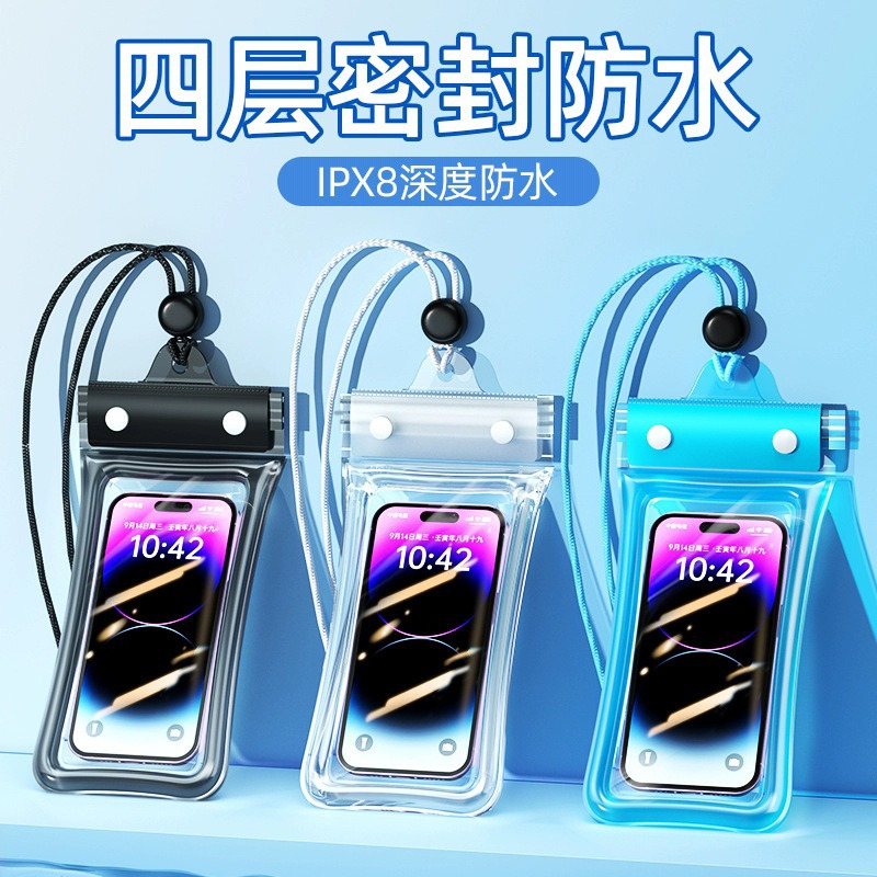 Thickened waterproof phone case with airbag for drop protection and waterproof phone cover, suitable for outdoor rafting and diving, transparent and universal waterproof bag