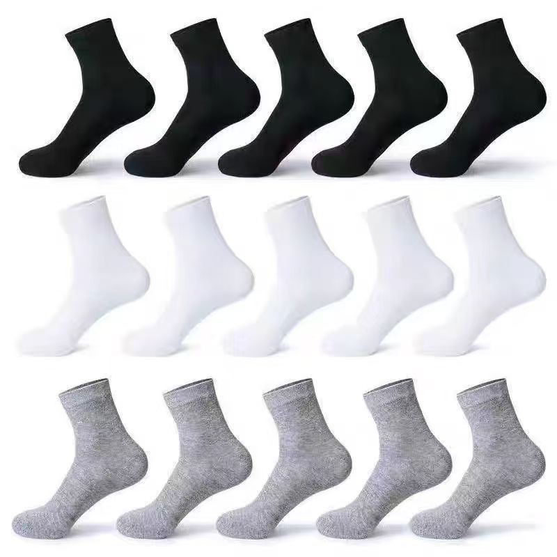Disposable black, white, and gray mid-calf socks, unisex, all-season, wholesale price.