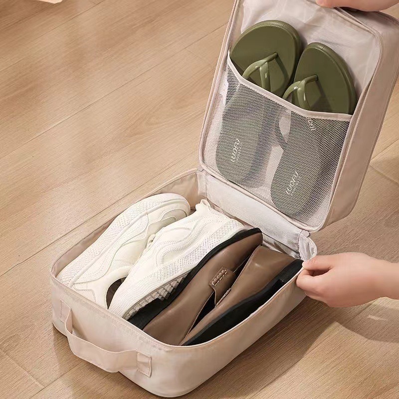 Large capacity travel shoe and bag organizer, portable shoe organizer, multi-purpose luggage rack storage box