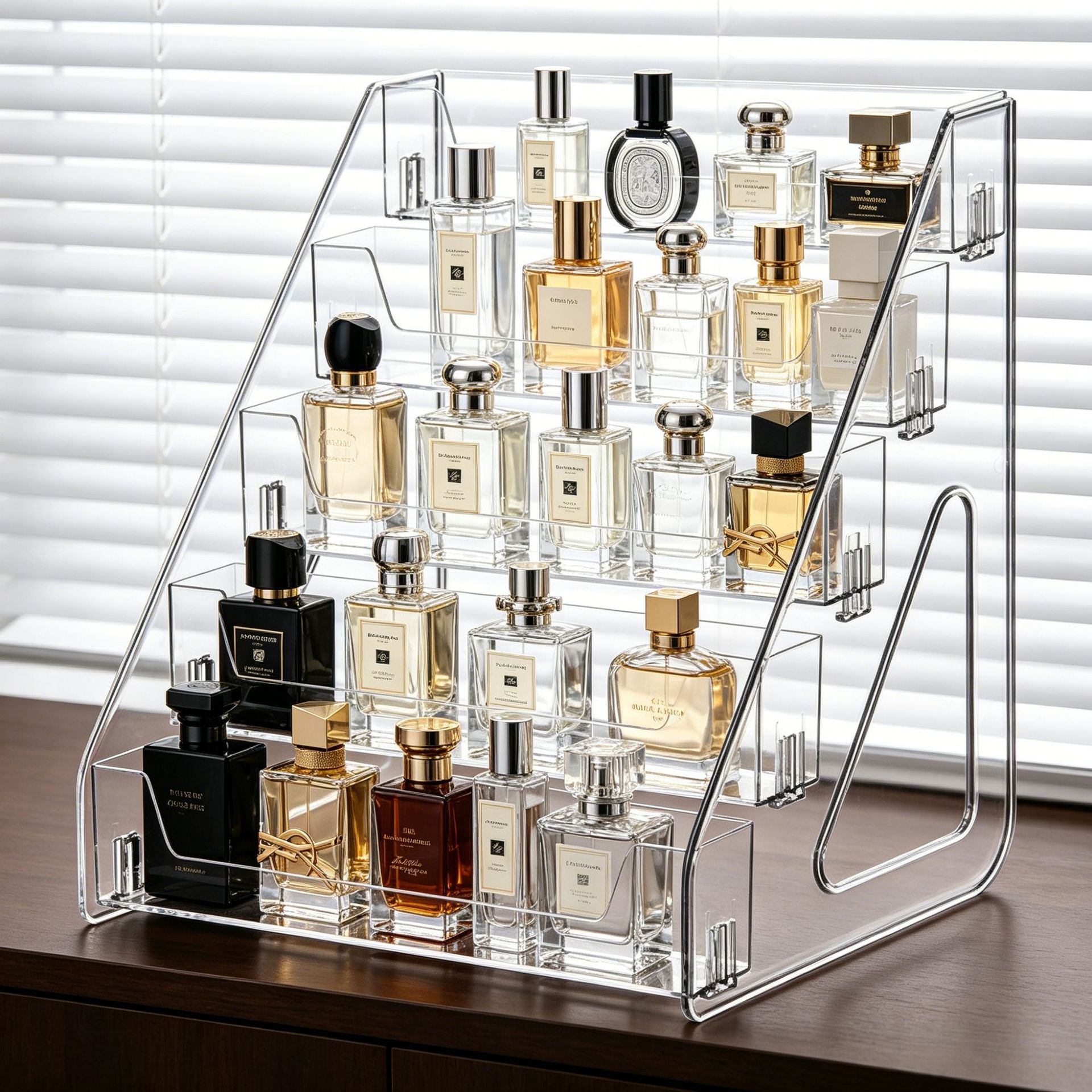 Desktop mini perfume shelf, multi-layer cosmetics and aromatherapy display rack, dressing table skincare product storage rack