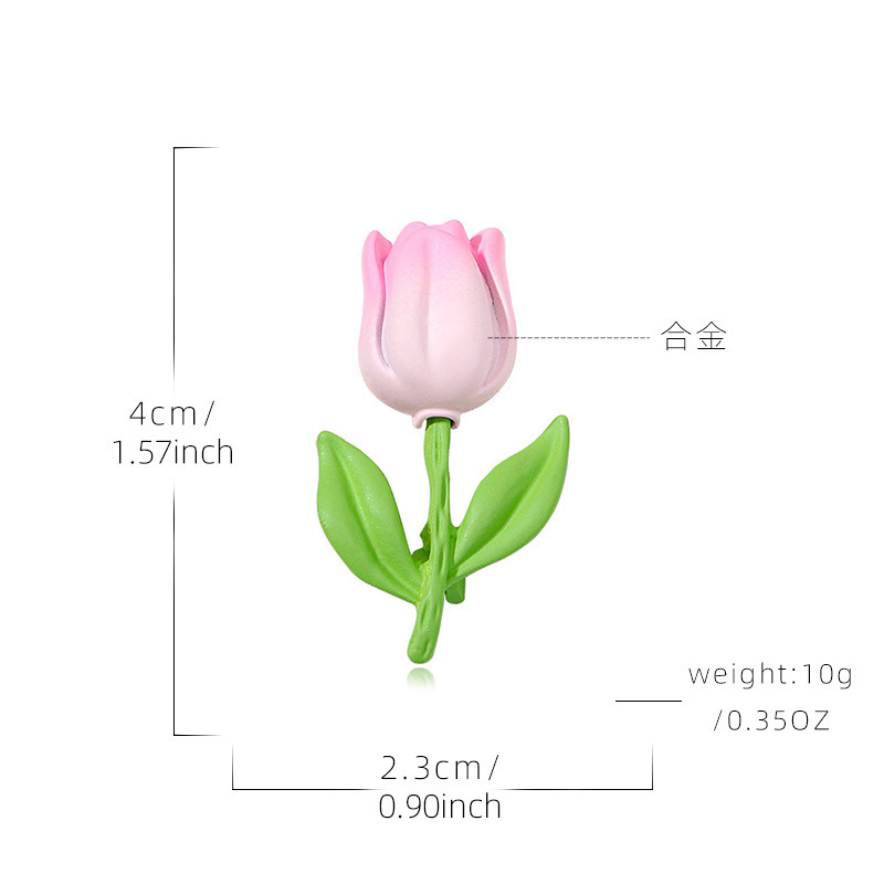 Tulip alloy brooch for women, versatile, realistic, elegant, sweet flower accessory for clothes, hats, bags, and decorative pins.