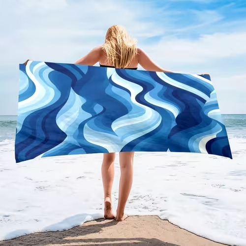 European and American cross-border marine life elegant digital print beach towel, fashionable swimming towel, bath towel, vacation beach towel
