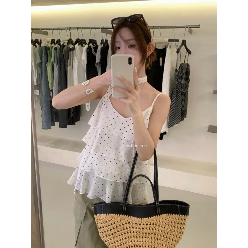 Ruoxin's 2026 New Summer Floral V-Neck Camisole for Women, a Beach Vacation Style, with Exquisite Ruffle Design