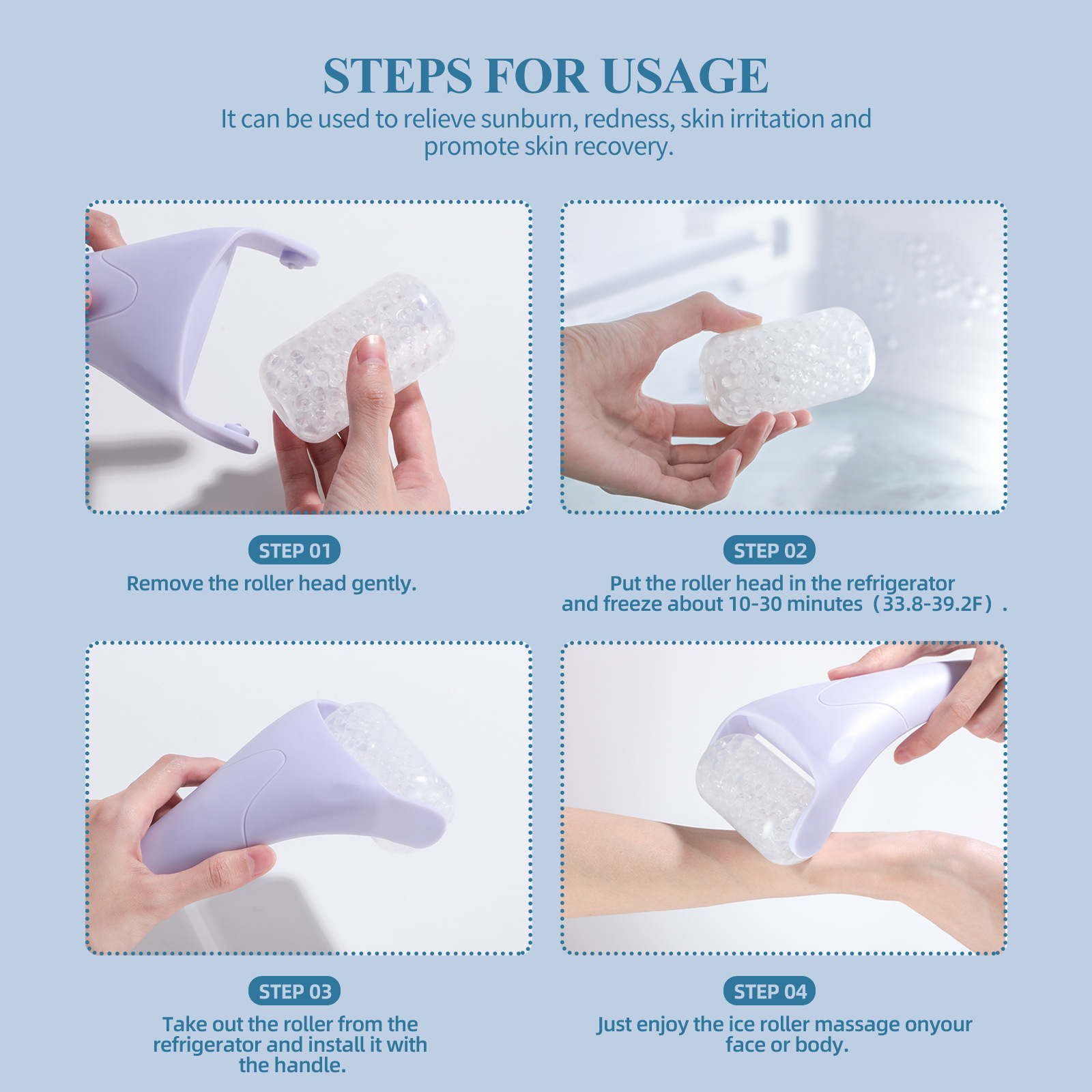 TEMU TIKTOK Hot Selling ICE ROLLER Facial Ice Compress Massager Lifting and Beautifying Tool with Ice Bead Roller
