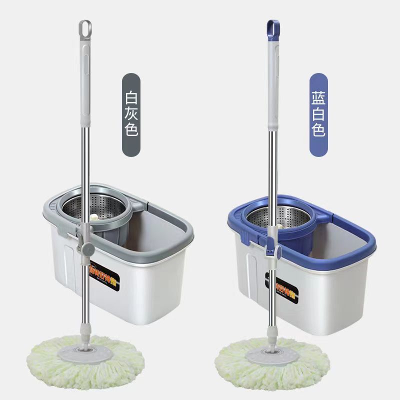 Enlarged and thickened household rotating mop, dry and wet dual-purpose, hand-washable flat mop bucket, a lazy person's floor mopping wonder that cleans everything in one go