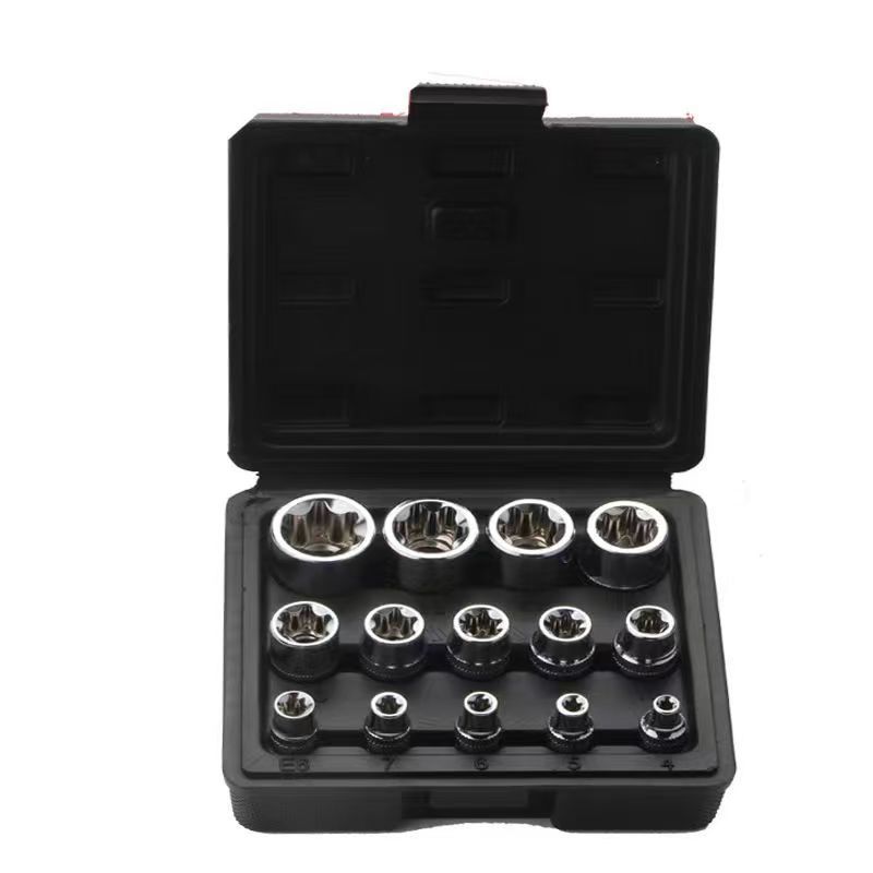 E-type sleeve head set, 6-corner E-type sleeve, 14 pieces, 9 pieces, hexagonal special-shaped six-flower corner complete set, plum blossom board