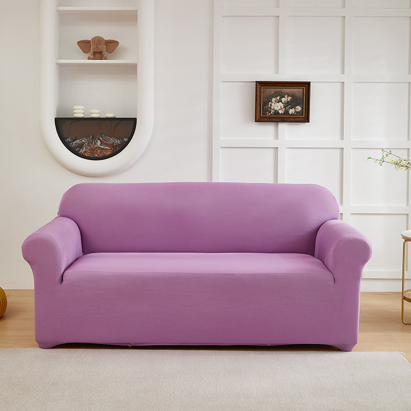 Cross-border solid color elastic sofa cover and sofa cover full package set 1/2/3/4 Seat combination set single and double three and four